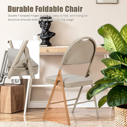 ARLIME Folding Chairs w/Padded Seats, Padded Folding Chair w/Handle Hole, Upholstered Seat