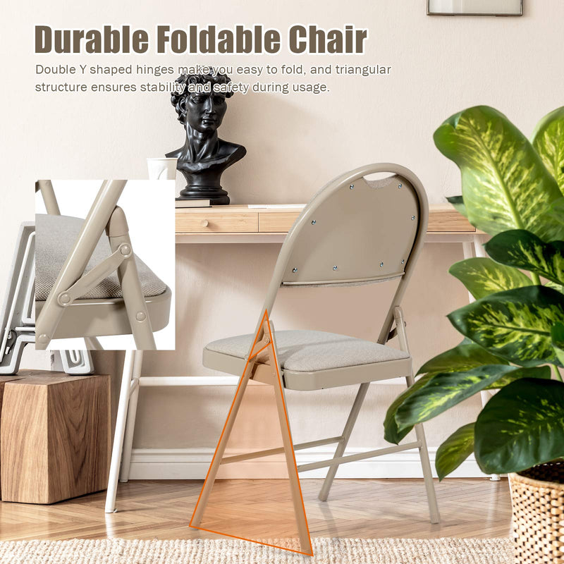 ARLIME 6 PCS Folding Chairs w/Padded Seats, Padded Folding Chair w/Handle Hole, Upholstered Seat