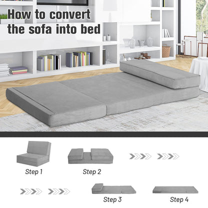 Convertible Flip Chair 5-Position Adjustable Triple Fold Down Sofa Bed