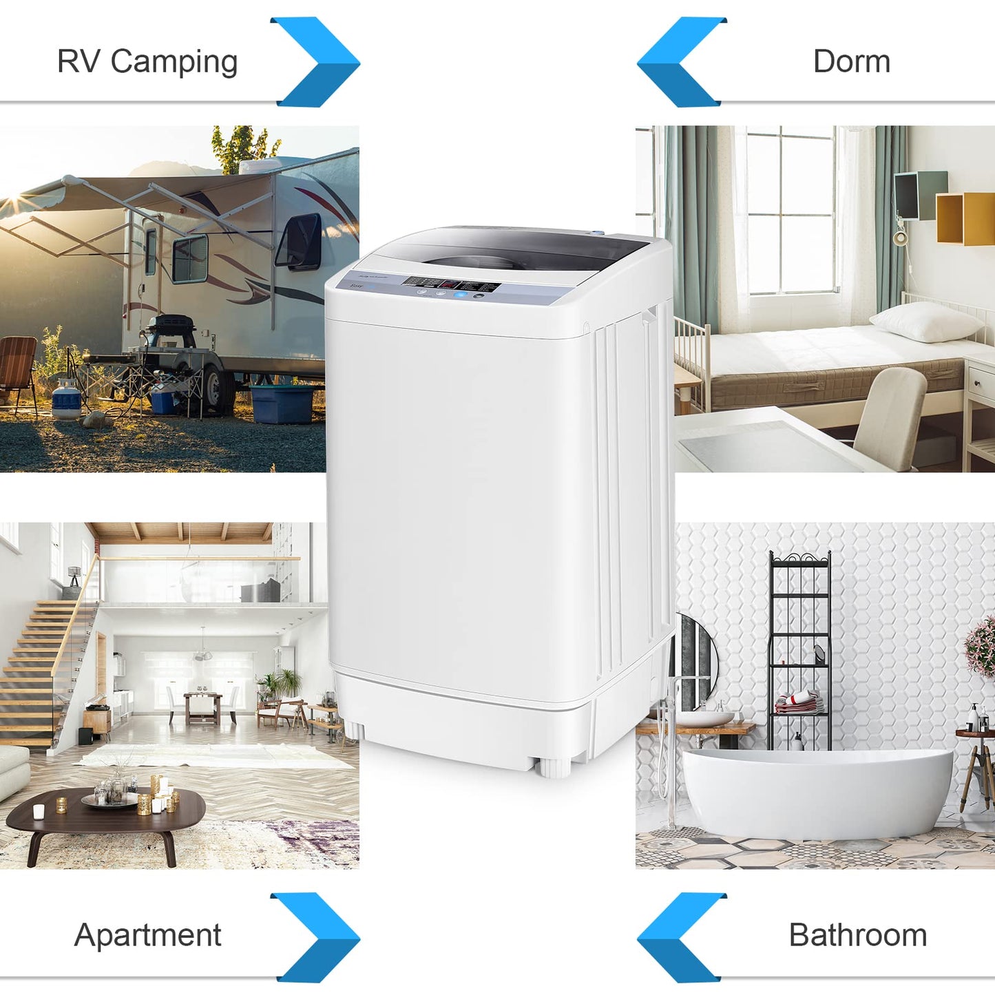 12 Lbs Capacity Full automatic Washer with 10 Wash Programs