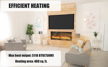 ARLIME 50” Recessed Electric Fireplace 750W/1500W Wall Mounted & in Wall