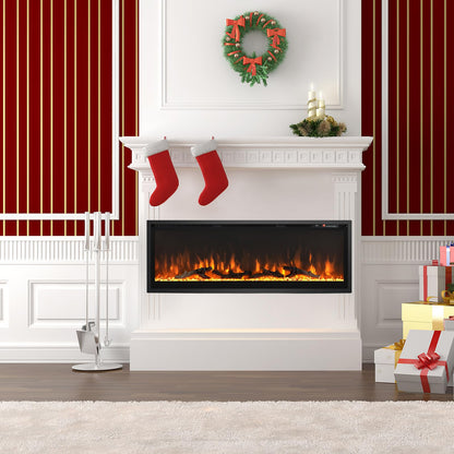 Electric Fireplace 50 Inch Wide with Crystal Decor and Log