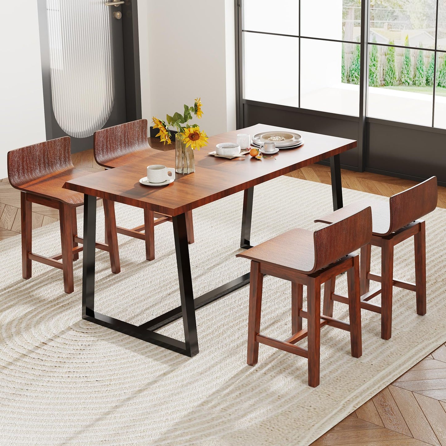 Swivel Solid Wood Dining Stools Set of 2/4 for Kitchen Island