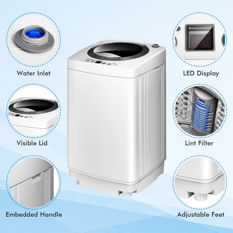 ARLIME 1.2 Cu.ft Portable Washing Machine Full-Automatic,8 lbs Capacity Laundry Machine