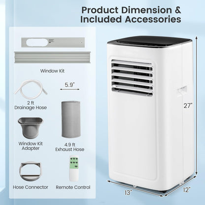 Portable Air Conditioners, 9000 BTU Cools up to 280 Sq. Ft 4-in-1 AC Unit for Bedroom