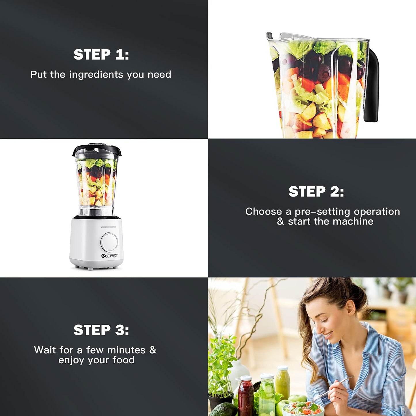 Professional Countertop Blender 6 Pre-Setting Programs & 10 Speed Control