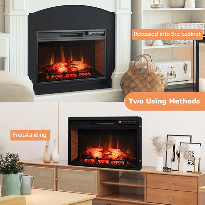 Electric Fireplace Insert 26-inch Wide 1400W Recessed and Freestanding Fireplace Heater with Remote Control