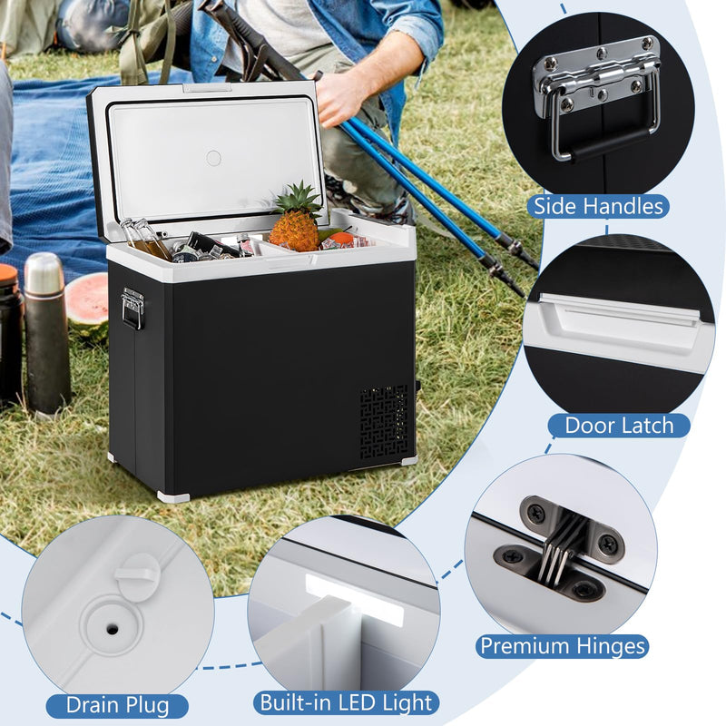 ARLIME 12 Volt Car Refrigerator, 53QT (50L) Dual Zone Portable Car Fridge