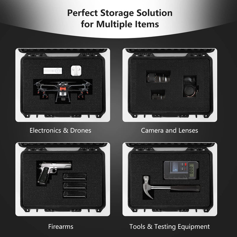Waterproof Hard Case 22-Inch Multi-Purpose Small Camera Dry Box with DIY Customizable Foam Insert