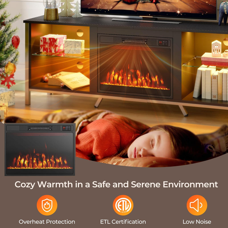 23 Inches Electric Fireplace Insert 750W/1500W Fireplace Heater with Remote Control
