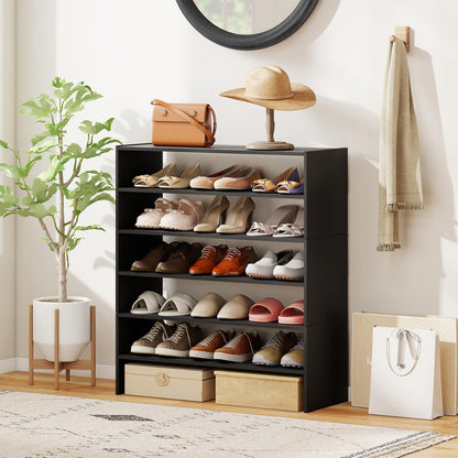 Extra Wide Shoe Shelf Organizer with Stackable Design