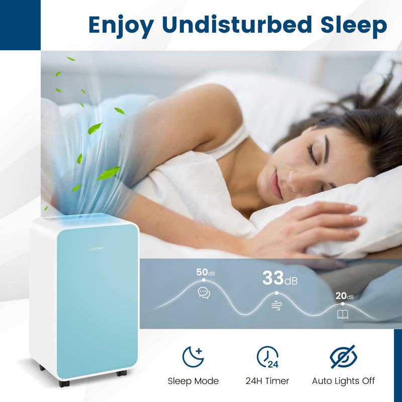 Dehumidifier for Basement, 32 Pints Portable Quiet Dehumidifier for Rooms up to 2500 Sq. Ft w/Sleep Mode, 24H Timer
