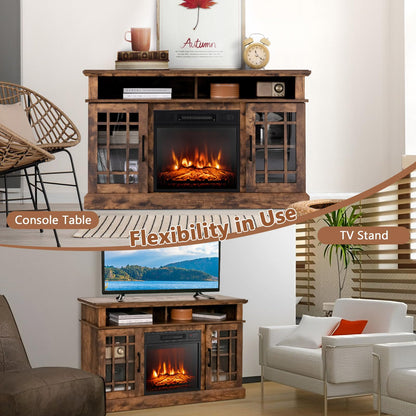 Electric Fireplace TV Stand for TVs Up to 55 Inches, 18-Inch Fireplace Insert with Remote, Overheat Protection