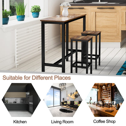 3-Piece Bar Table Set 39.5” Bar Table with 2PC 28” Bar Stools