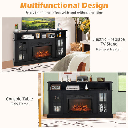 Fireplace TV Stand for TVs Up to 65 Inch, 23 Inches Electric Fireplace with Remote Control