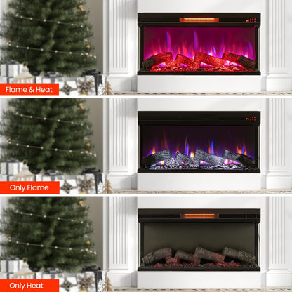 36-Inch 3 Side Glass Electric Fireplace with Remote Control