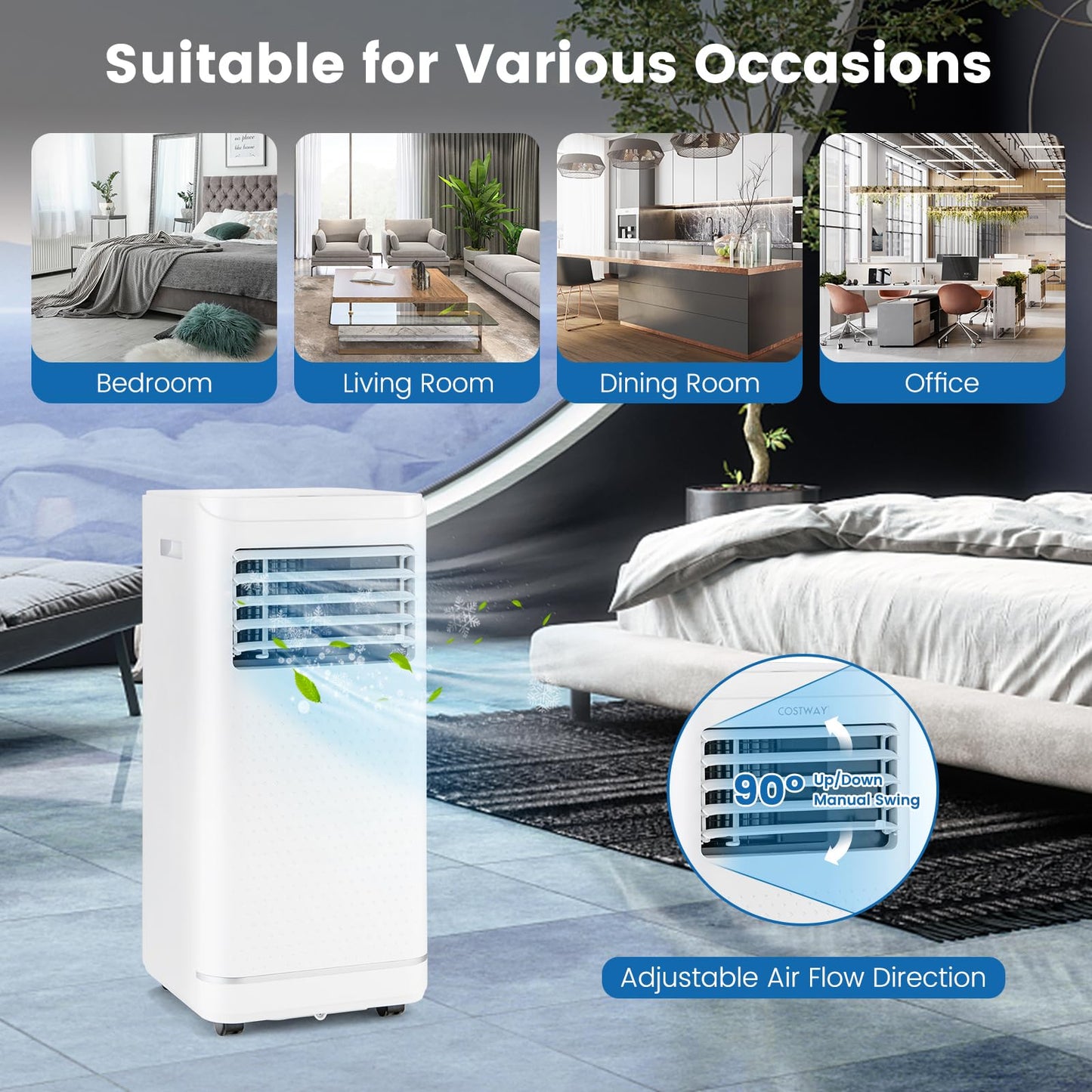 ARLIME Portable Air Conditioner,8000 BTU AC Unit, 3 in 1 Compact Dehumidifier & AC Fan, Quiet Sleep Mode, 24H Timer