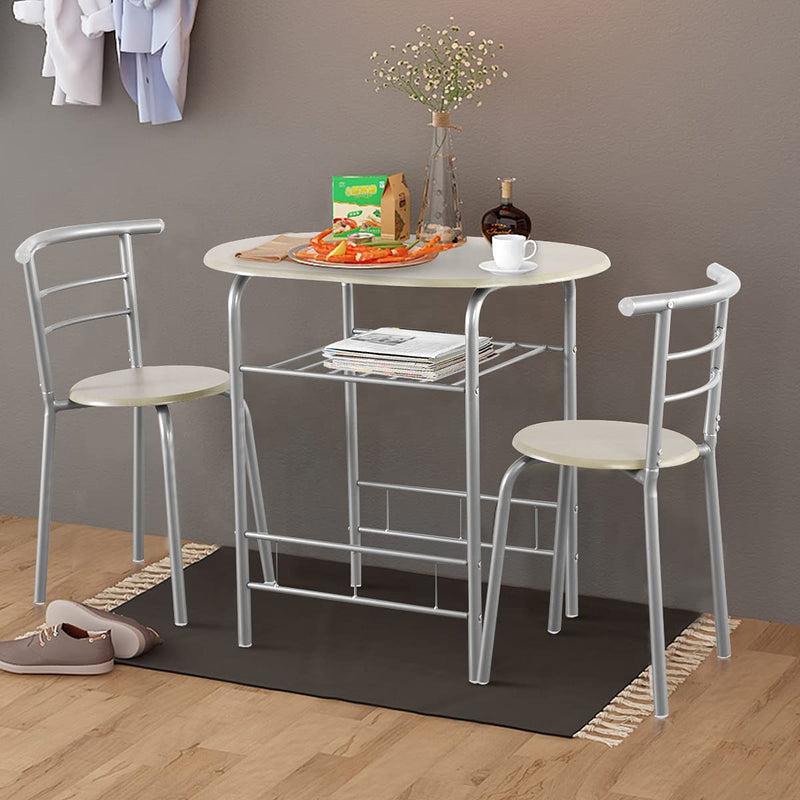 ARLIME 3-Piece Dining Set, Round Kitchen Table w/ 2 Chairs