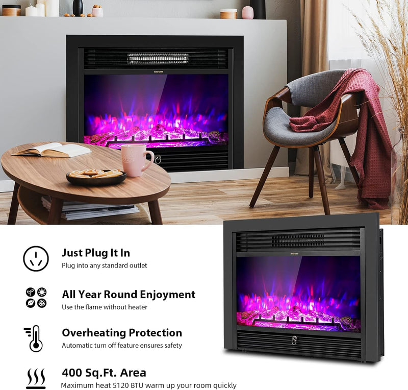 28.5-inch Electric Fireplace Inserts Heater for Indoor Use