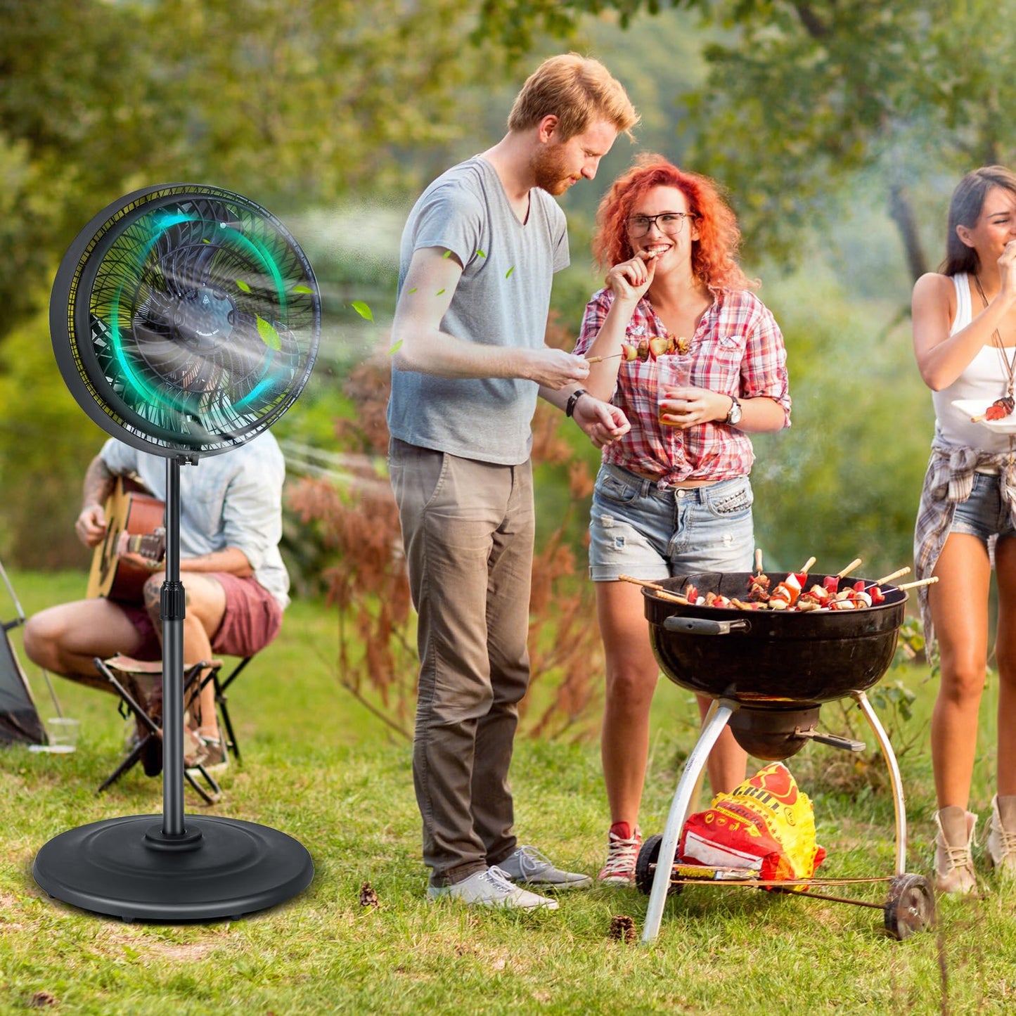 ARLIME Misting Pedestal Fan, 16 Inch Oscillating Fan with Hose Connector