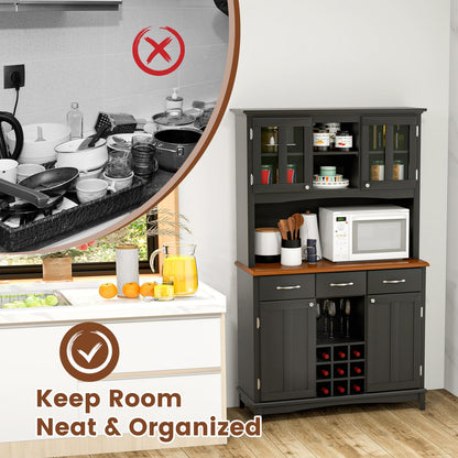 Kitchen Hutch Storage Cabinet Freestanding Pantry Buffet Sideboard