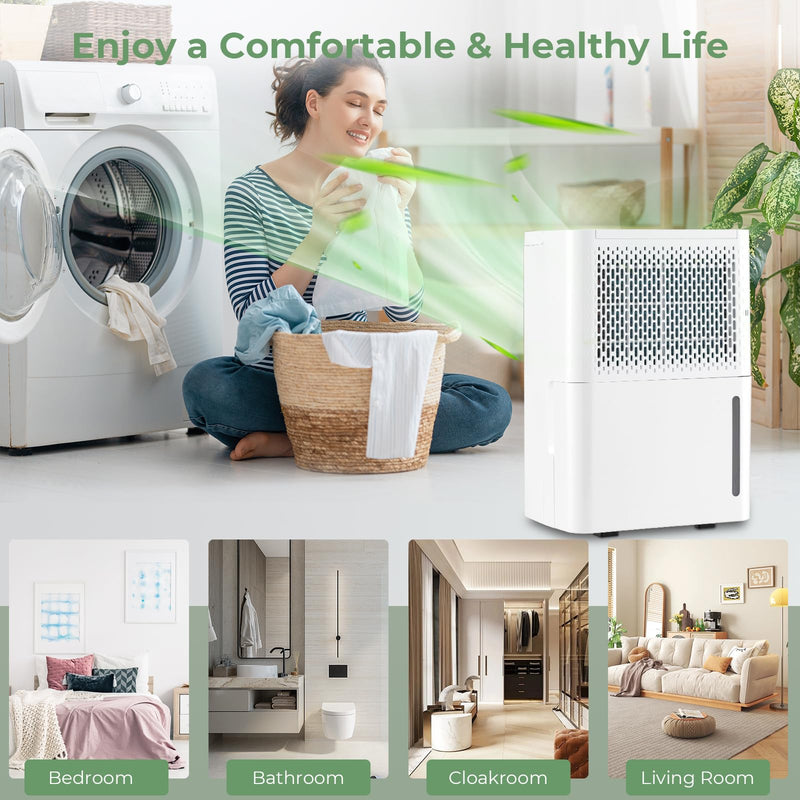 Dehumidifier for Basement, 2000 Sq. Ft 32 Pint Quiet & Energy Efficient Dehumidifier w/Continuous/Drying/Auto Mode