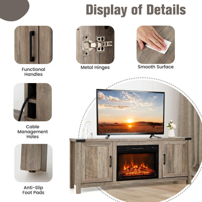 Fireplace TV Stand for TVs up to 70 Inch Farmhouse TV Console with 23” Electric Fireplace Insert