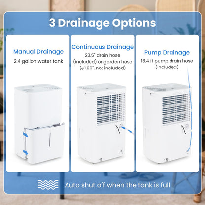 7000 Sq.Ft Portable Home Dehumidifier for Basements with 2 Modes & 3 Fan Speeds