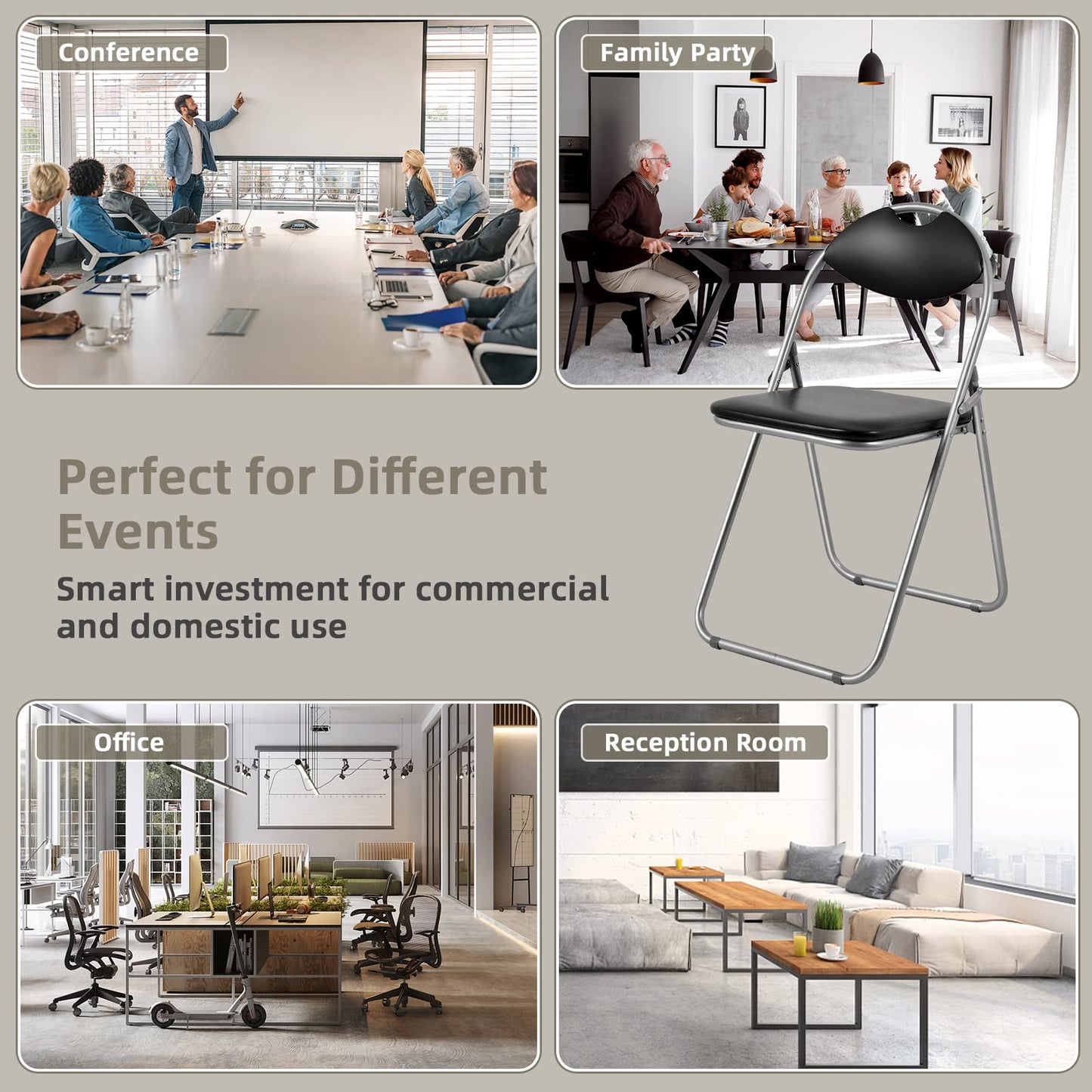 ARLIME Folding Chairs Set of 6, Foldable Chairs w/Handle Hole