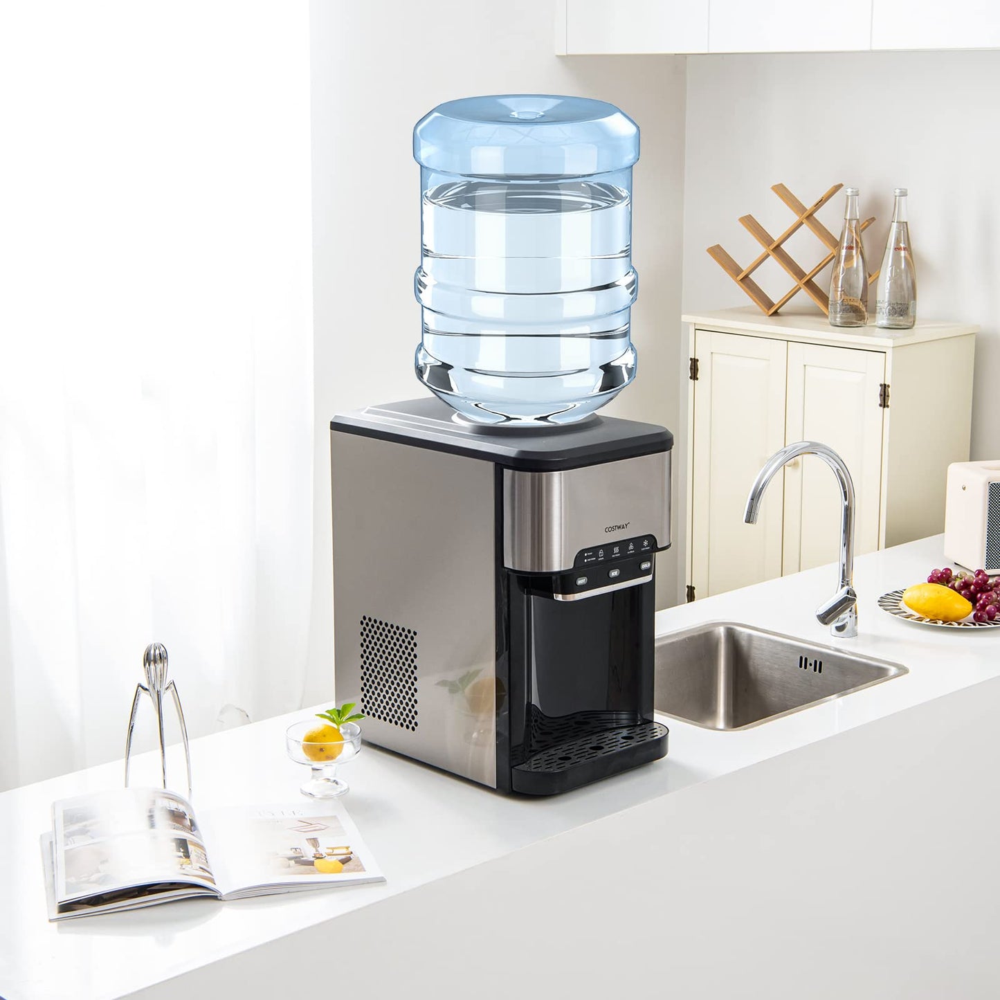 3 in 1 Portable Hot Cold Dispenser with 48LBS/24H Ice Machine