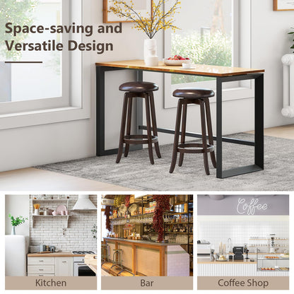 29-Inch Swivel Bar Stools Set of 2/4 Upholstered Barstools w/PU Leather Seat & Solid Rubber Wood Legs