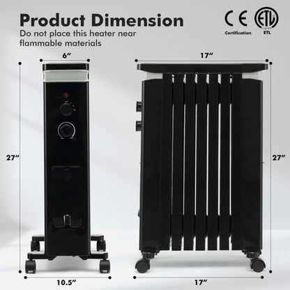 ARLIME Oil Filled Radiator Heater, 1500W Radiator Heater with Thermostat