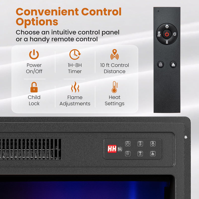 Electric Fireplace Insert 18 inch Wide with Remote Control