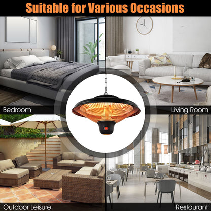 Hanging Patio Heater 1500W Electric Ceiling Infrared Heater with Remote Control