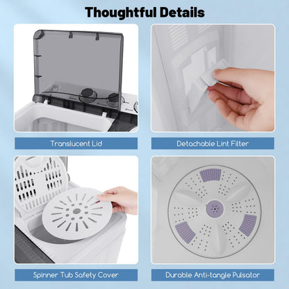 ARLIME Portable Washing Machine, 26 lbs Washer and Spinner Combo with Drain Pump