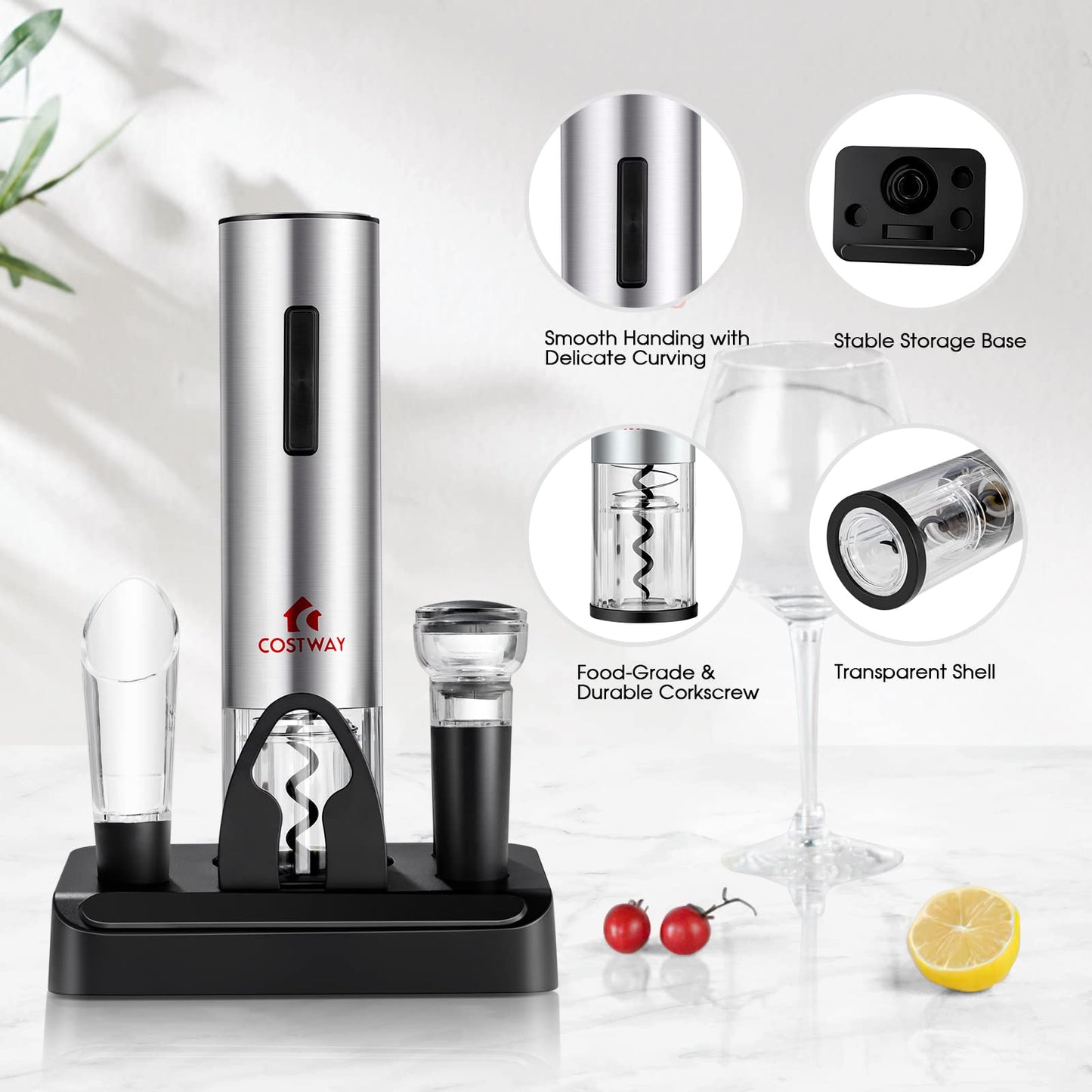 ARLIME Electric Wine Bottle Opener Set 6-in-1 Rechargeable Cordless Corkscrew Opener Set