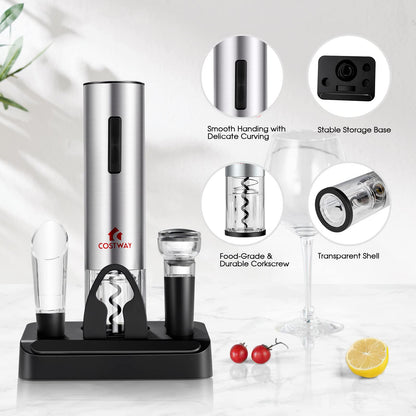ARLIME Electric Wine Bottle Opener Set 6-in-1 Rechargeable Cordless Corkscrew Opener Set