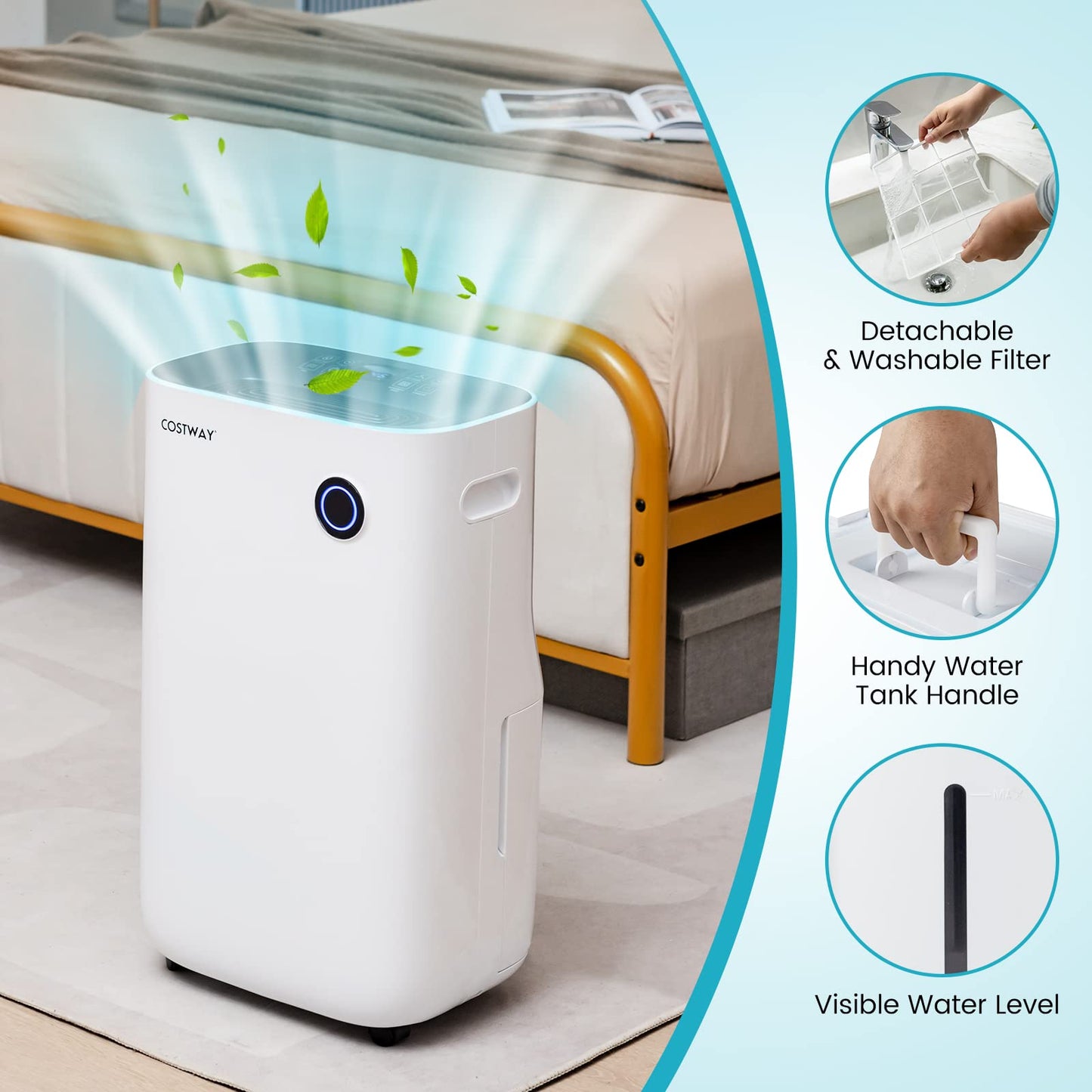Dehumidifier for Home & Basements, 4500 Sq. Ft Quiet Dehumidifier with 5 Modes, 3-Color Indicator Light