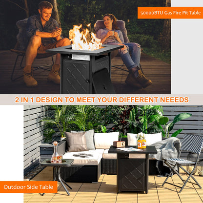 28 Inches Outdoor Propane Fire Pit Table for Patio