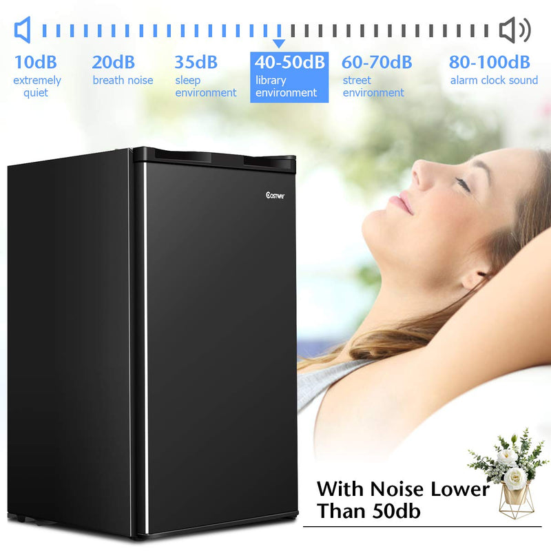 Compact Refrigerator, Single Door 3.2 CU.FT. Mini Fridge Compartment with Adjustable Thermostat and Removable Glass Shelves