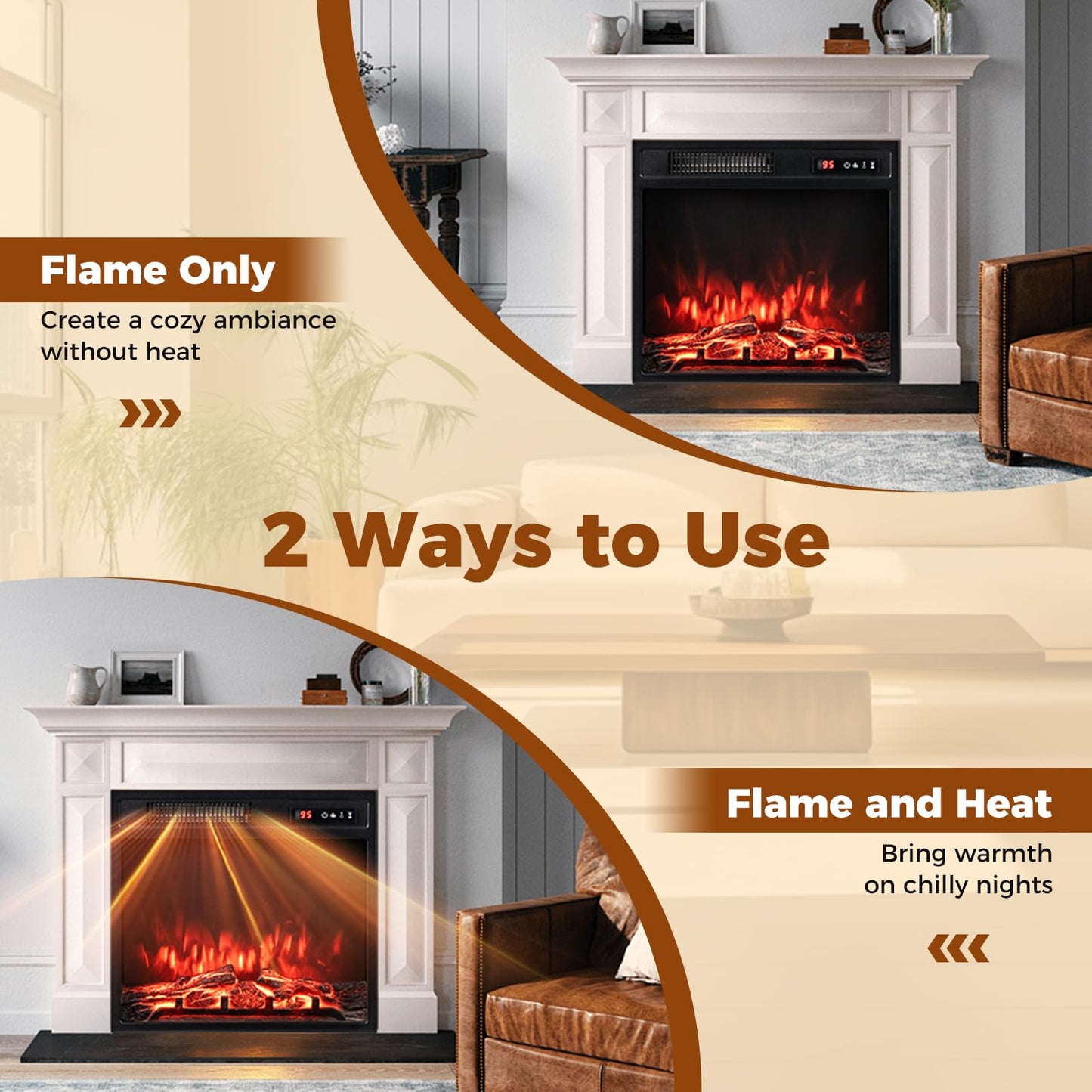 18 inch Electric Fireplace Insert with Remote Control