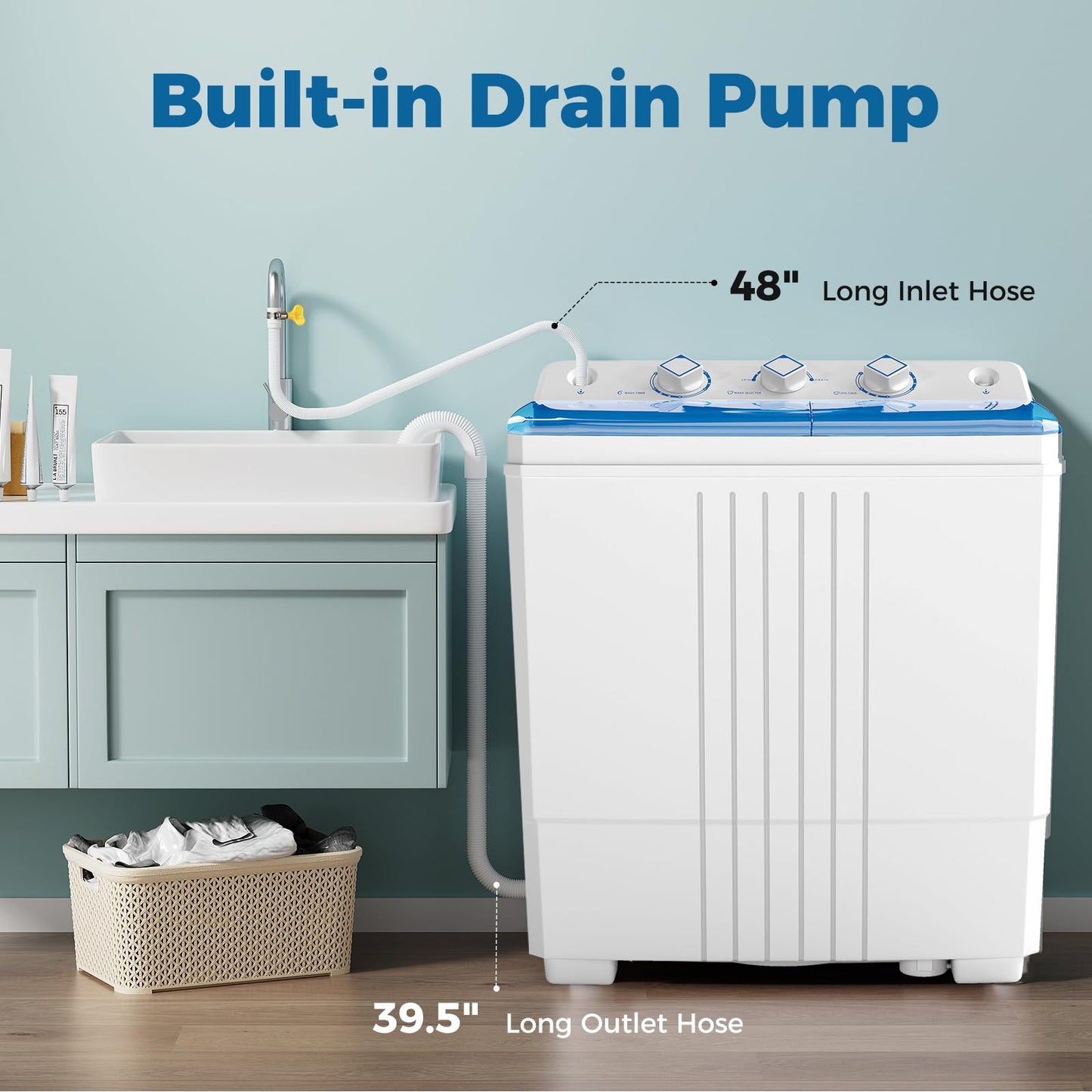 Portable Washing Machine with Drain Pump for Apartment Dorm RV