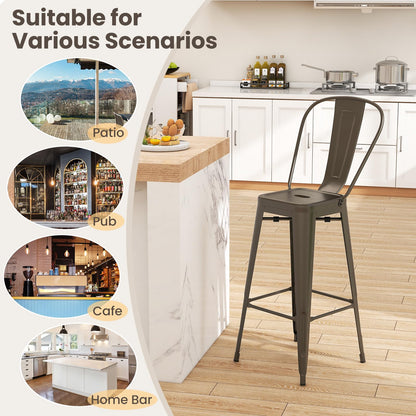 30'' Bar Height Stools with Rubber Feet for Kitchen