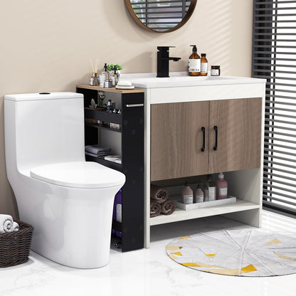 Slim Rolling Storage Cart 4-Tier Rolling Utility Cart with Handle & Wheels