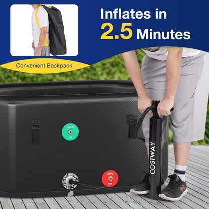 129 Gal Oval Ice Bath Tub w/Cover Portable Outdoor Ice Bath Tub w/Backpack