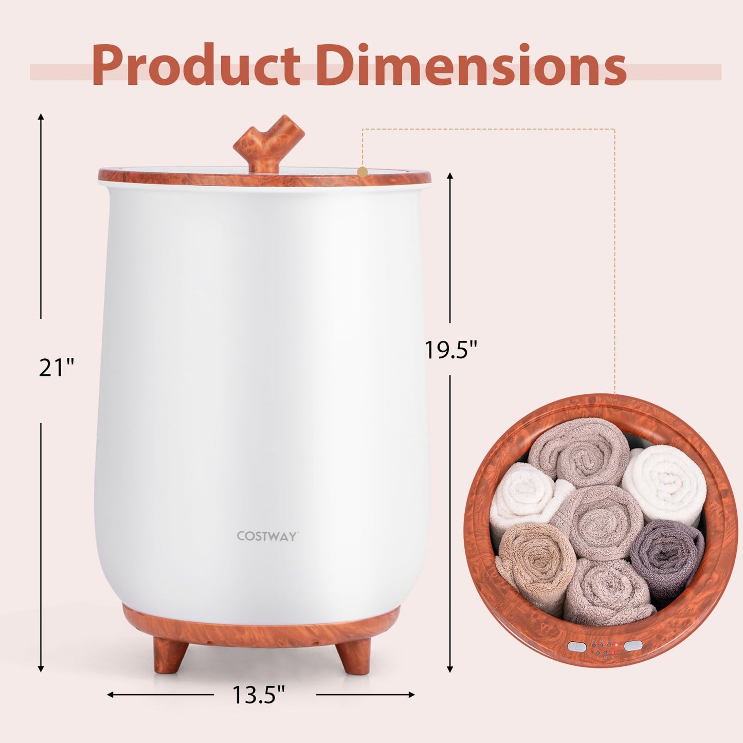Bucket Style Towel Warmer 23L Towel Warmer with 4 Heating Time & 3 Heating Temperature