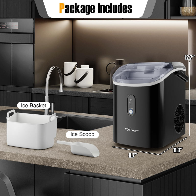 ARLIME Nugget Countertop Ice Maker with Handle Ready in 6 Mins 34 lbs/24H