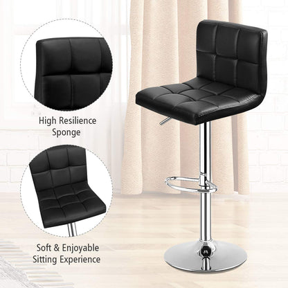 Modern Swivel Adjustable Height PU Leather Barstools with Back