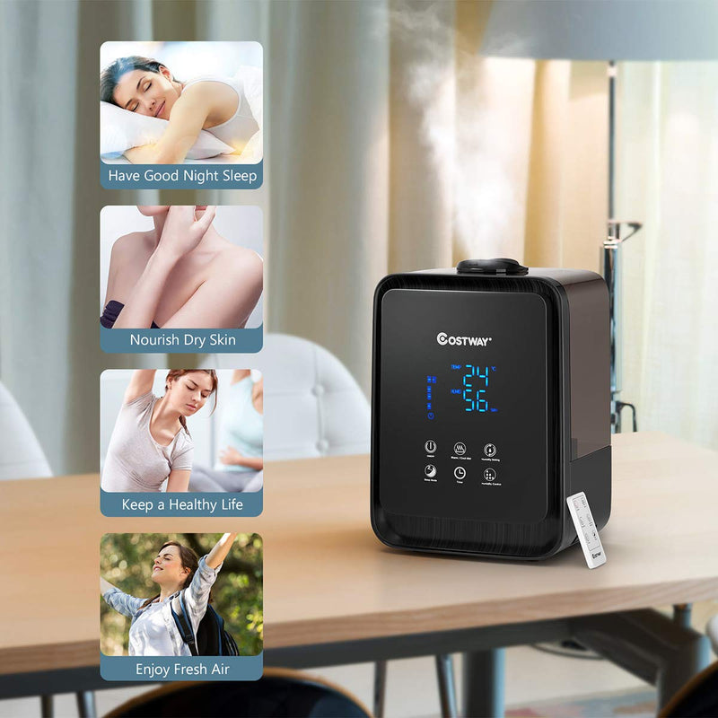 Ultrasonic Air Humidifier, 4.5L/1.2 Gallon, Warm and Cool Mist Humidifier, Whisper-quiet Operation (Black)