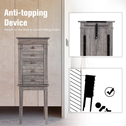 Wooden Jewelry Storage Chest with 5 Drawers for Women
